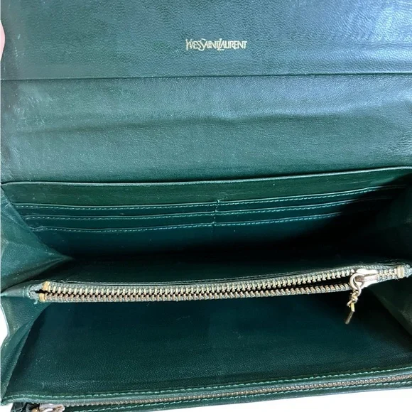 YSL Green Crocodile Snap Long Wallet - Picture 11 of 11